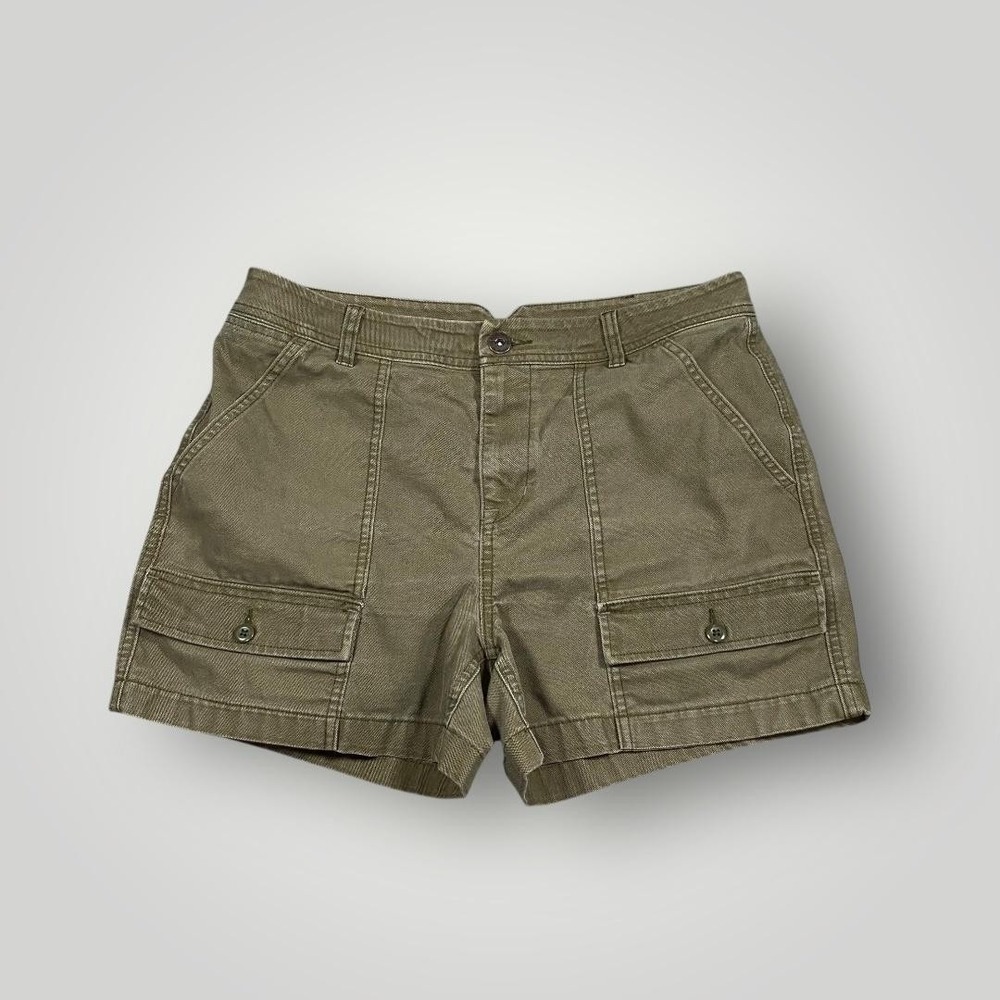 REI Cooperative Shorts Womens 12 Olive Utility‎ Cargo 4 in Inseam Canvas Stretch